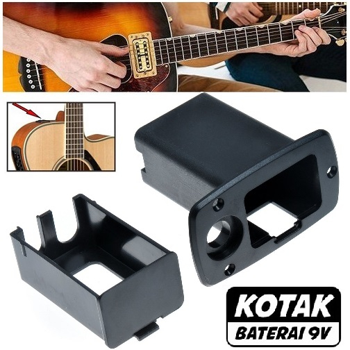 Case Box Kotak Battery Baterai 9V Pickup Preamp Gitar Guitar Akustik Bass Ukulele Active Holder Cove