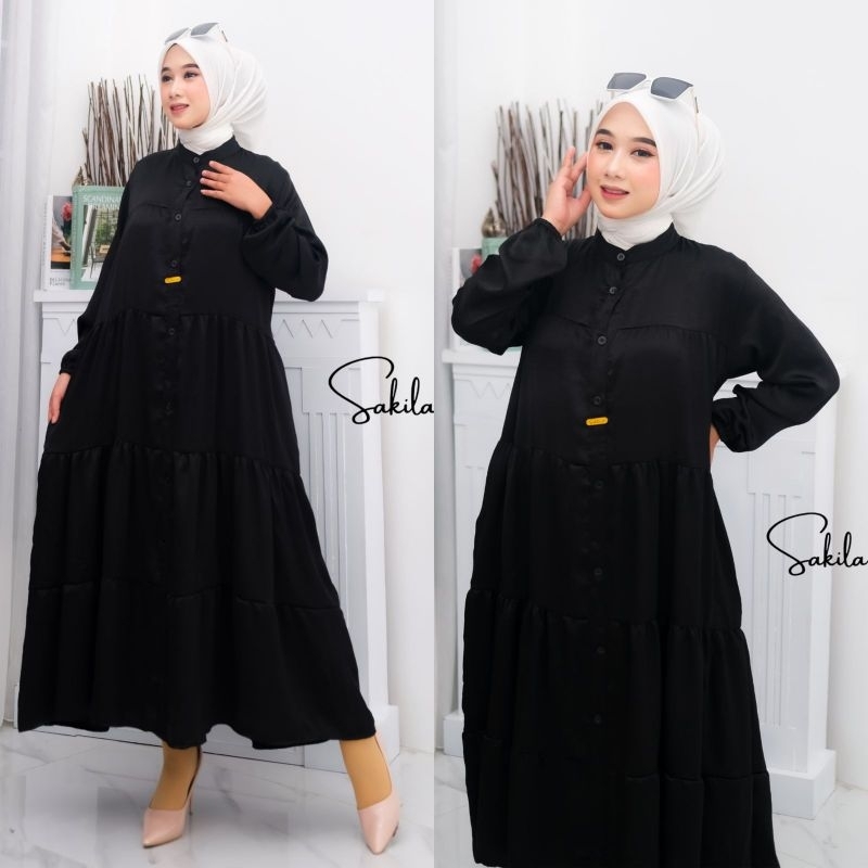 ELENA MIDI DRESS - LONG TUNIK POLOS / GAMIS LEBARAN SIMPEL / MIDI DRESS SANTORINI