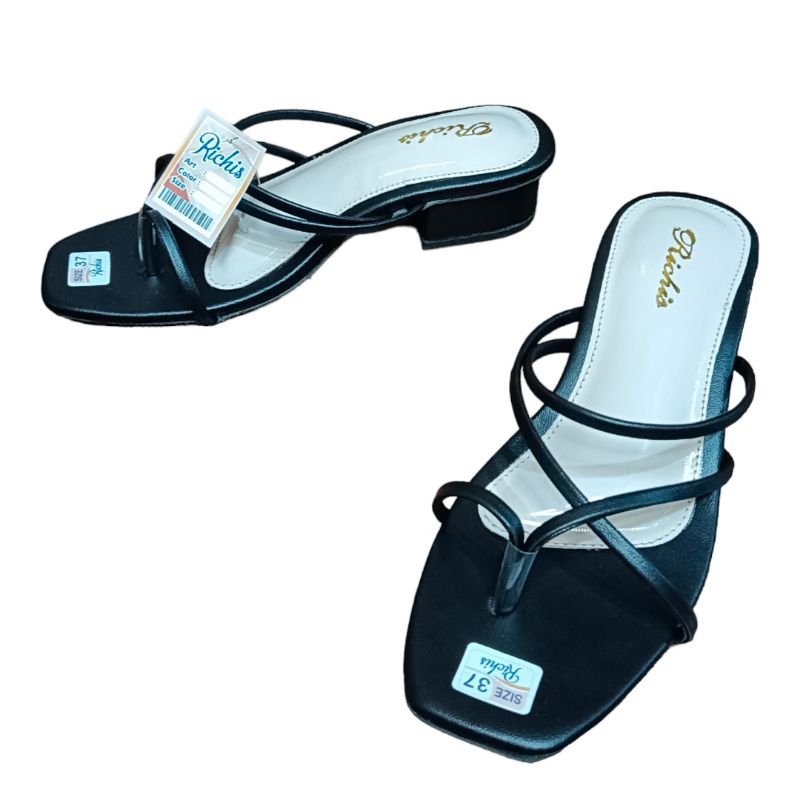 Sandal heels 3cm hak tahu Richis Sandal tali Sandal wanita Sandal teplek Sandal import