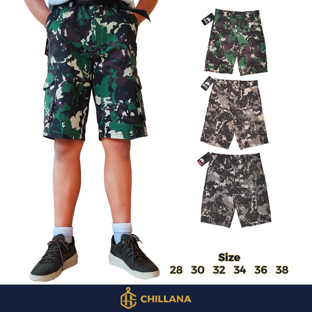 Cargo Loreng Tentara Pendek / Camo Cargo Shorts