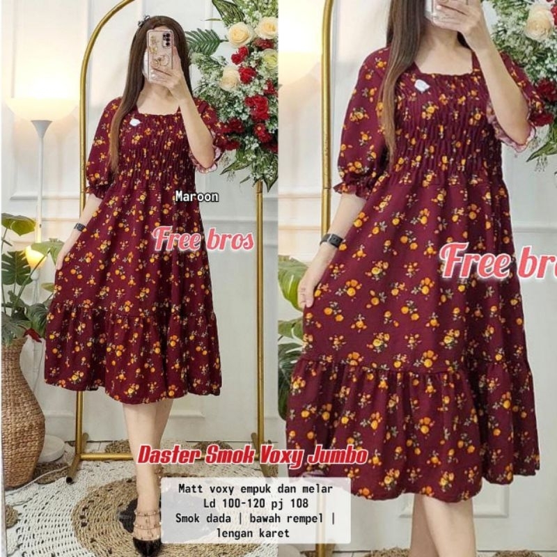 DASTER VOXY SMOK FLOWER REMPEL // DRESS VOXY TERBARU KEKINIAN