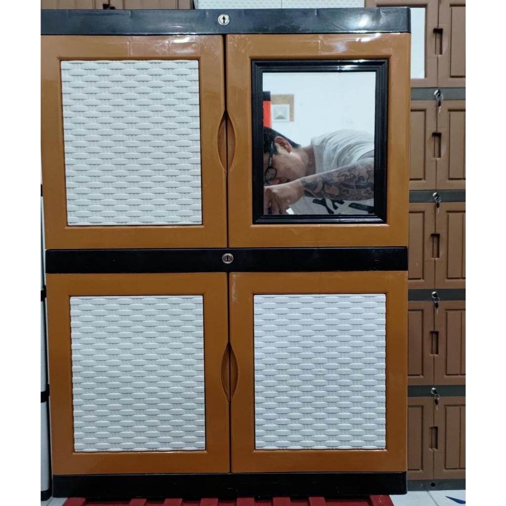 Lemari Plastik Lemari Pakaian Plastik Susun KACA ada KUNCI-MINITOP SSN 2