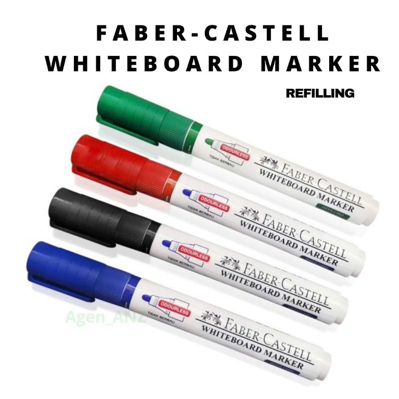 Faber-Castell whiteboard marker refilling Bold Easy to erase Keep cap closed when not in use Store horizontally Hitam Hijau