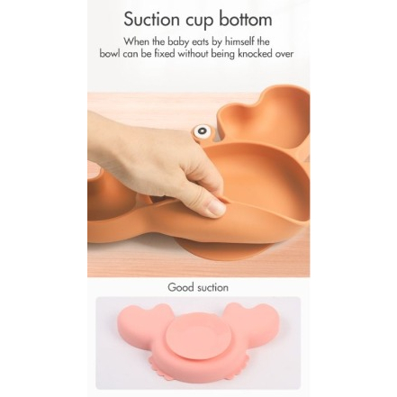 Piring makan bayi motif Kepiting Silikon -  Sekat 3 bagian - Suction MOTIF CRAB Mangkuk Piring Makan Bayi Baby Plate silicone Crab Piring Bayi Anti Slip