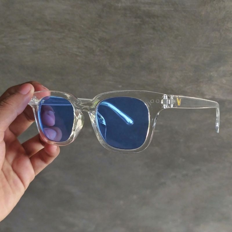 Kacamata Vincent Transparant - Blue Lens Sunglasses