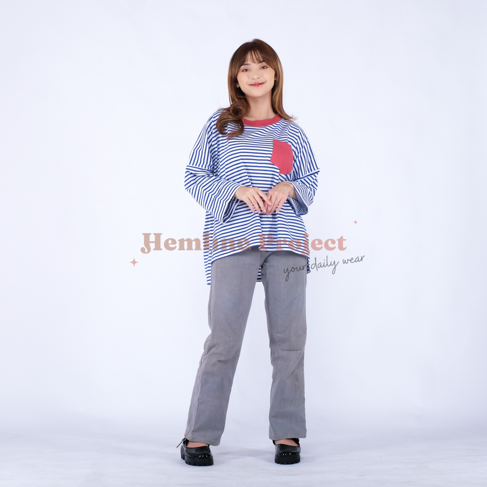 Hanaa Oversized Blue Stripe Blush