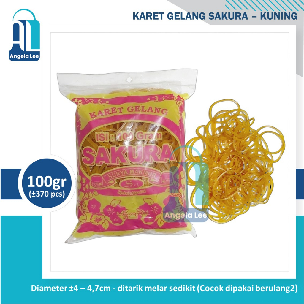 Karet Gelang Kuning Sakura 16mm @100gr ikat duit uang barang plastik dapur