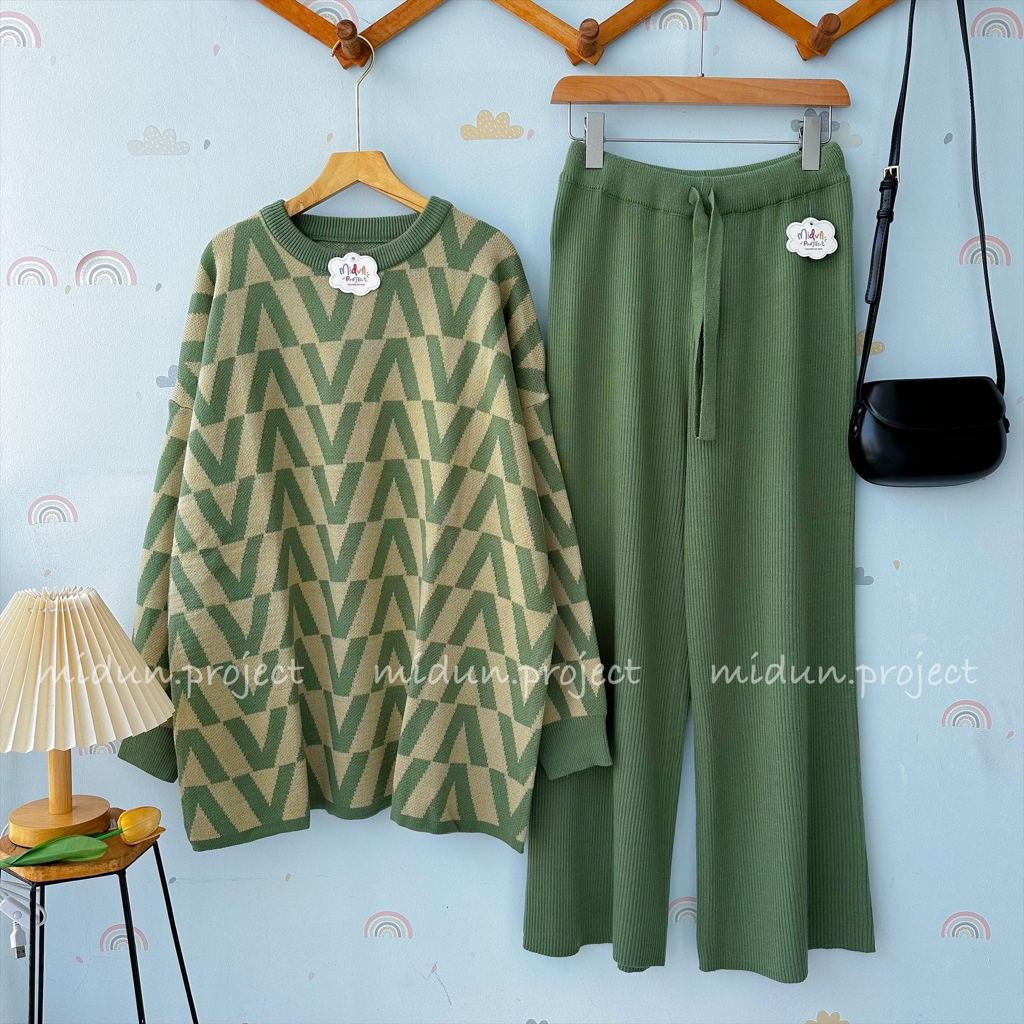 Silfya Knit | Setelan Rajut Motif Premium