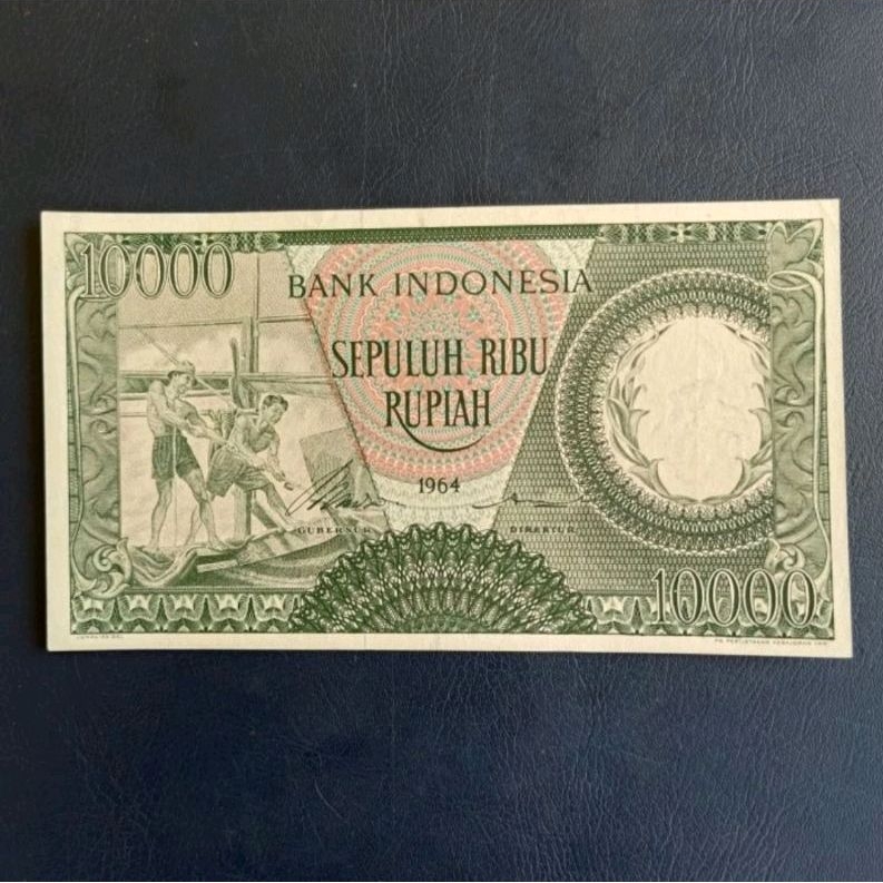 Uang Kuno 10000 Rupiah Pekerja 1964 SERI X Urut