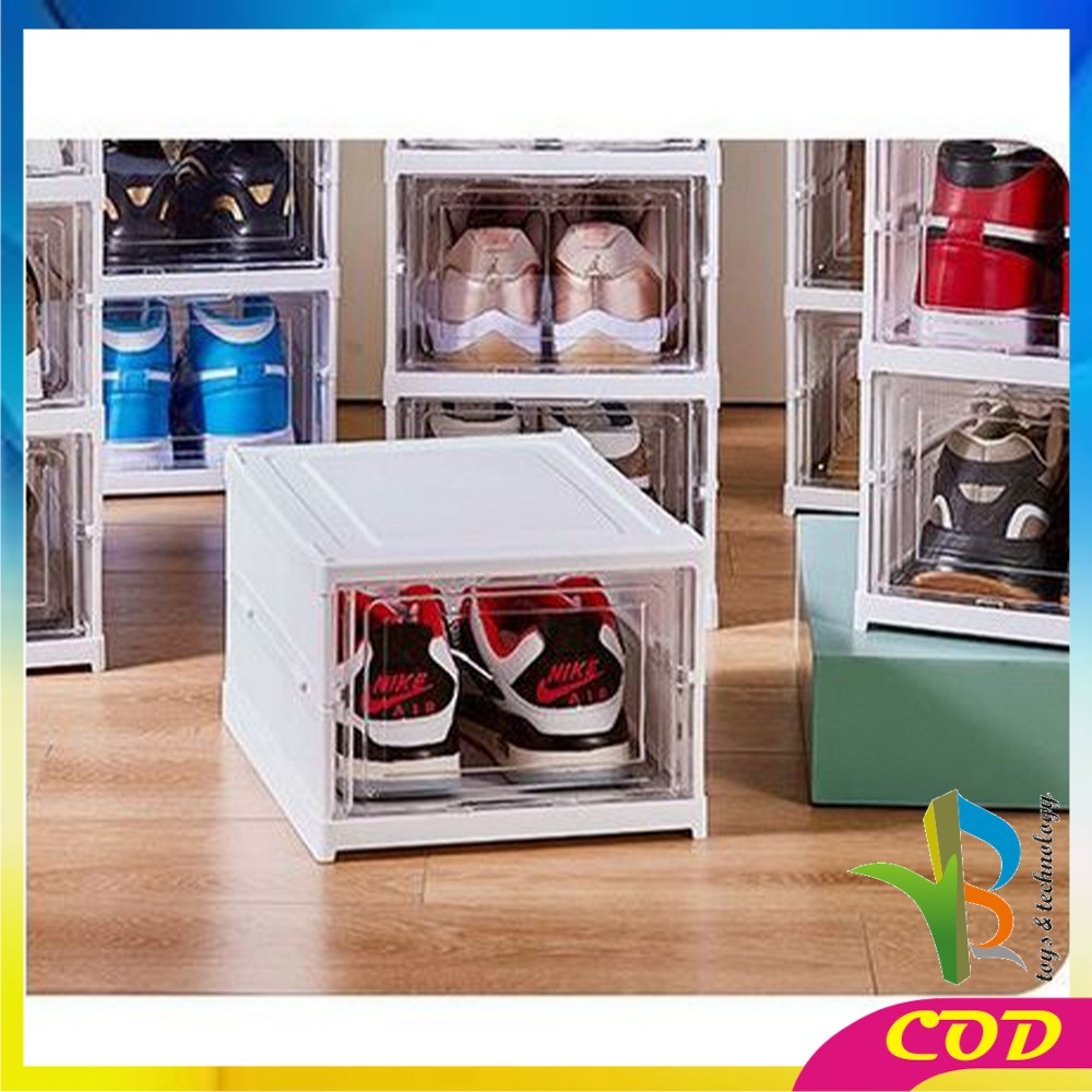 RB-C867 Rak Sepatu Lipat Anti Debu Lemari Multifungsi Serbaguna / Rak Susun Kotak Sepatu Portable Lemari Plastik Shoe Box Praktis MultiLayer