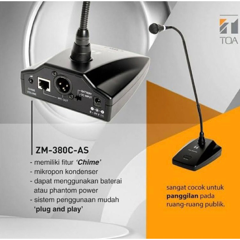 mic microphone toa zm380cas zm380 zm380c as