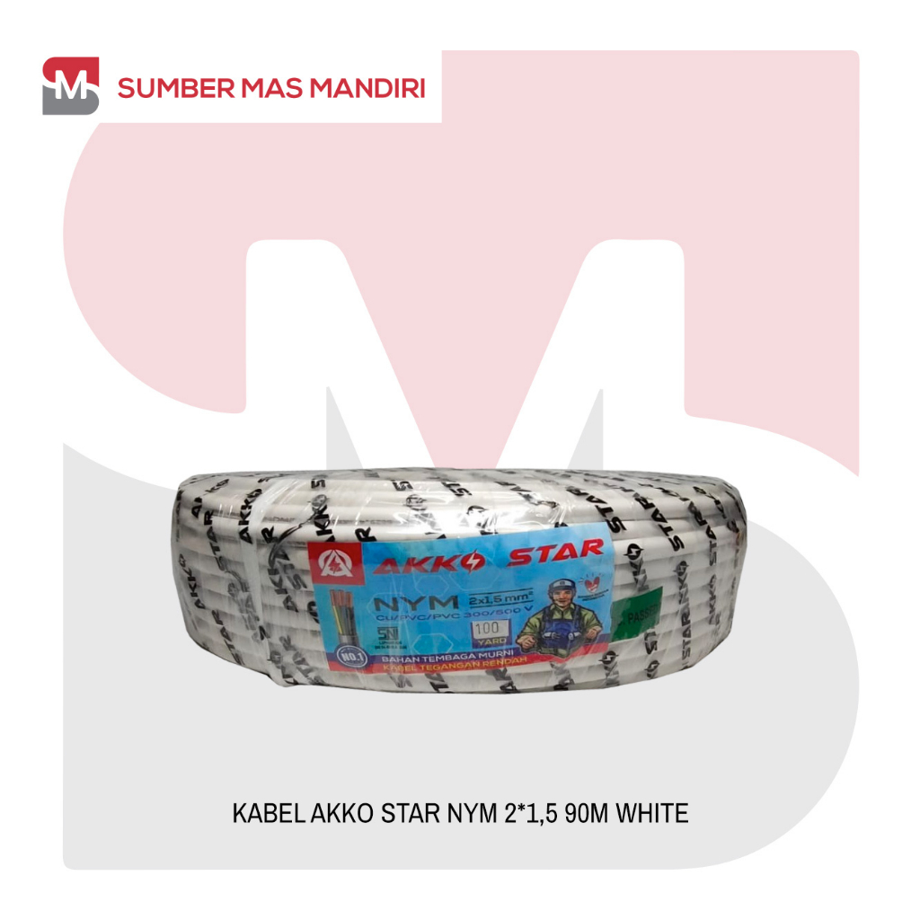 KABEL LISTRIK NYM SNI AKKO STAR 2x1.5MM 90 M STANDAR PLN TEMBAGA