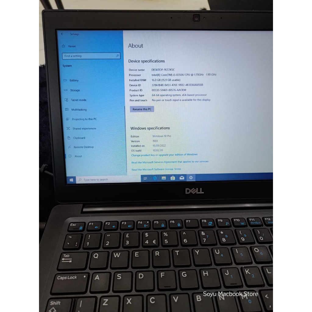 Laptop Dell 7290 Windows intel Core i5 Gen 7 Gen 8 murah