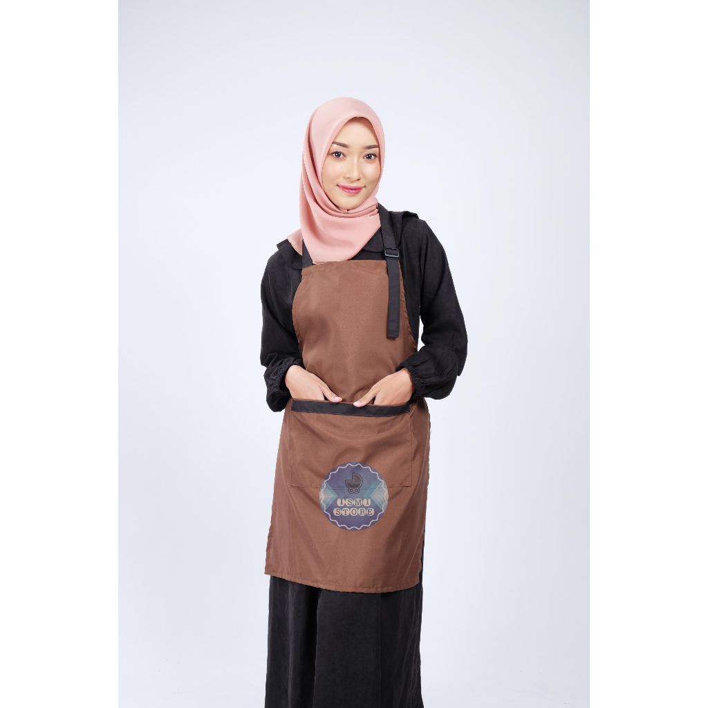 Apron Celemek Pria Wanita Barista/CHEF KOREAN Stlye Kain POLOS Katun Polymicro Halus Tali Bahu Kekinian by Ismi Store