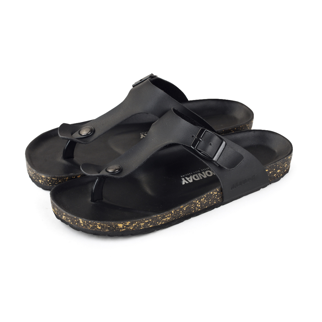 ANT X MNDY - BUNDLING - Sandal Jepit Kulit Unisex Big Size - Asta Hitam x ant302 hitam