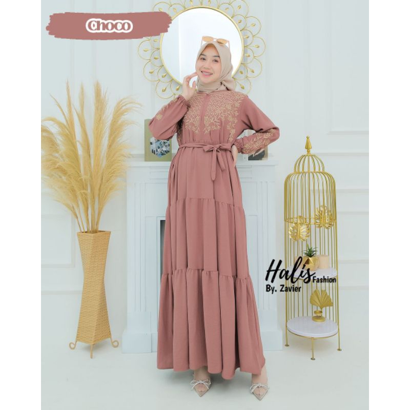 DRESS HALIS CRINKLE // GAMIS BORDIR HALIS // TERBARU