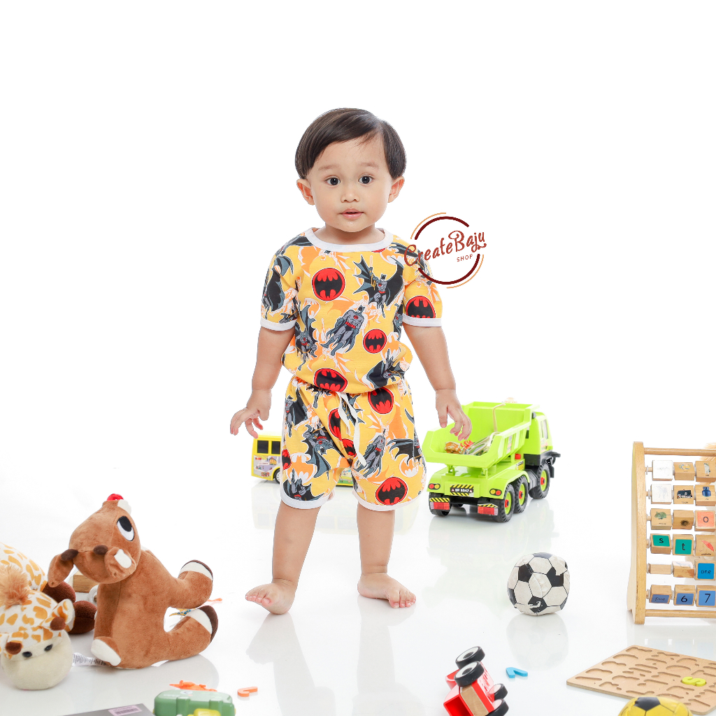 PROMO 7.7 SETELAN ANAK MOTIF BATMAN FLY SETELAN ANAK POLOS UNISEX LENGAN PENDEK