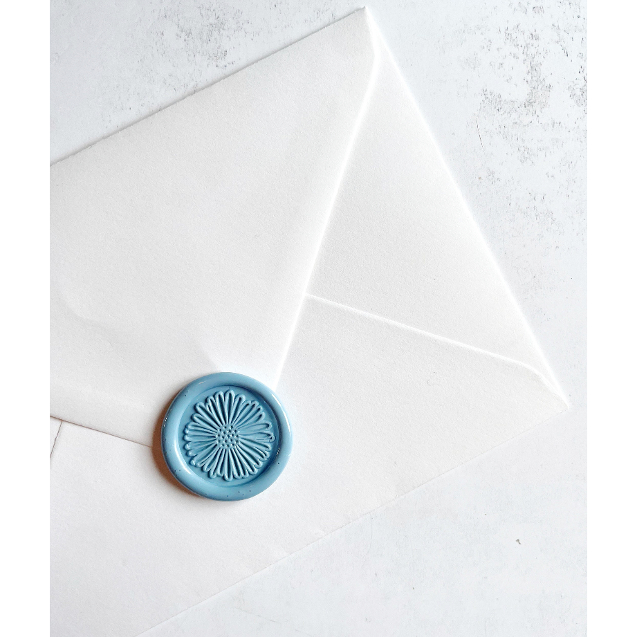 

(KSC) Daisy (Storm) - 1 Pcs seal wax coin sticker siap pakai ready stock (Include double tape) / souvenir pernikahan / accesories / calligraphy / journaling / undangan / hampers