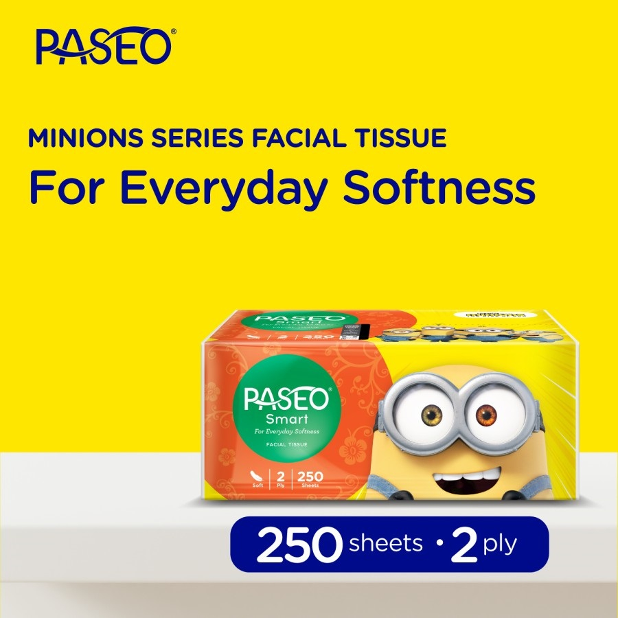 Tisu Wajah 250 Sheets 2 ply sheet / Tissue Paseo Facial Minions Series Soft Pack 2ply lembut higienis