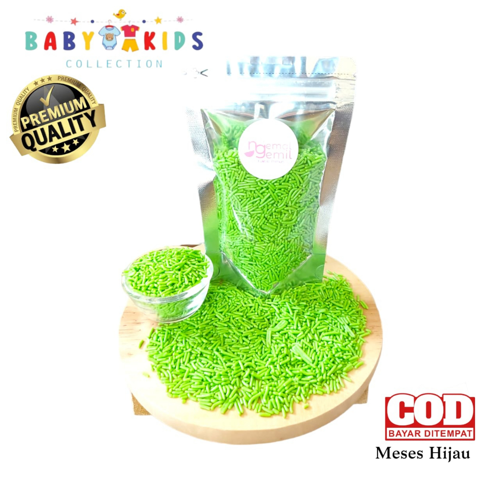 

Meses Pouch Hijau Meses Butiran Coklat Sprinkle Topping Donut Kue Bolu Kualitas Premium