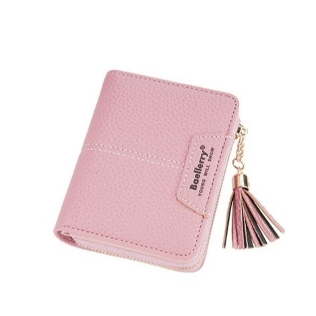 DOMPET LIPAT WANITA BRANDED BAELLERRY ORIGINAL REMAJA SIMPLE BATAM MURAH KULIT PINK LUCU KAIDA IMPORT RESLETING KOIN PENDEK MINI SLOT KARTU CEWEK KOREA KEKINIAN PREMIUM KECIL WA718P3