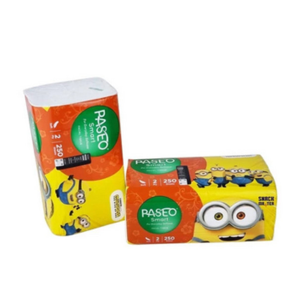 Tisu Wajah 250 Sheets 2 ply sheet / Tissue Paseo Facial Minions Series Soft Pack 2ply lembut