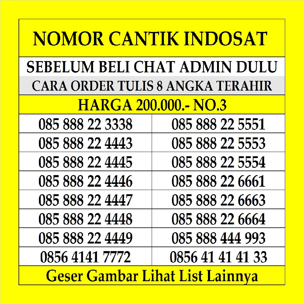 Nomor Cantik Indosat 4G LTE Kartu Perdana Nomer im3 Ooredoo Prabayar Reguler