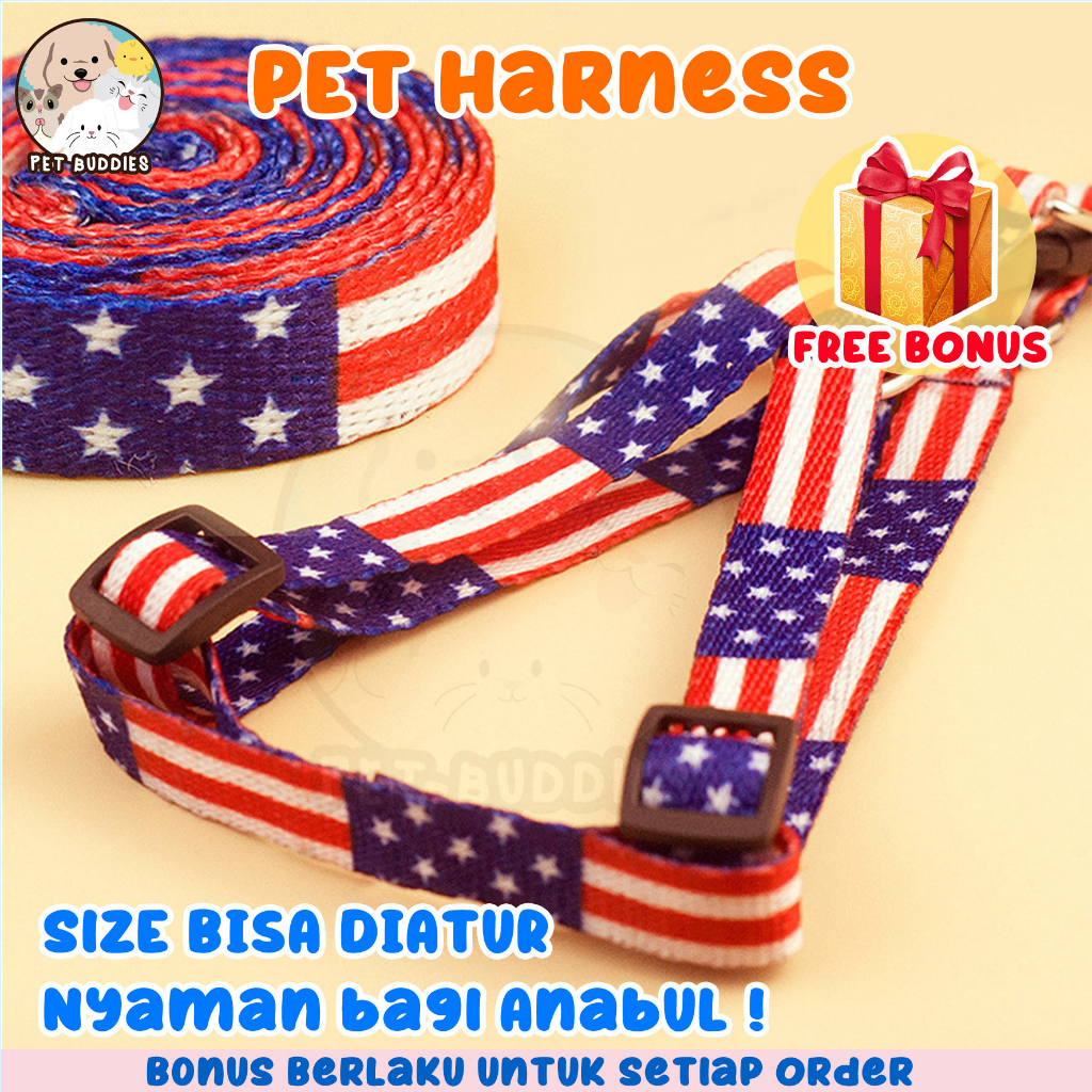 Simple Pet Harness Collar Tali Tuntun Anjing Kucing Kelinci