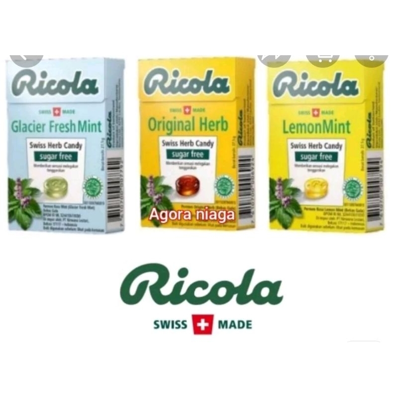 

RiCOLA 40g , 27g RICOLW SUGAR FREE PERMEN PELEGA TENGGOROKAN exp 2024 kemasan rijek