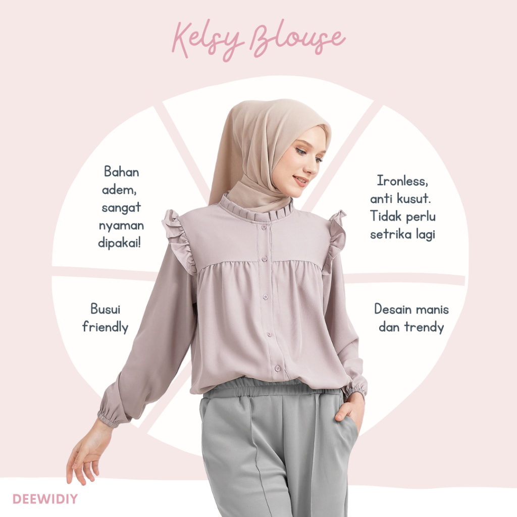 KEMEJA WANITA BUSUI UNTUK FORMAL DAN CASUAL - KELSY BLOUSE DEEWIDIY