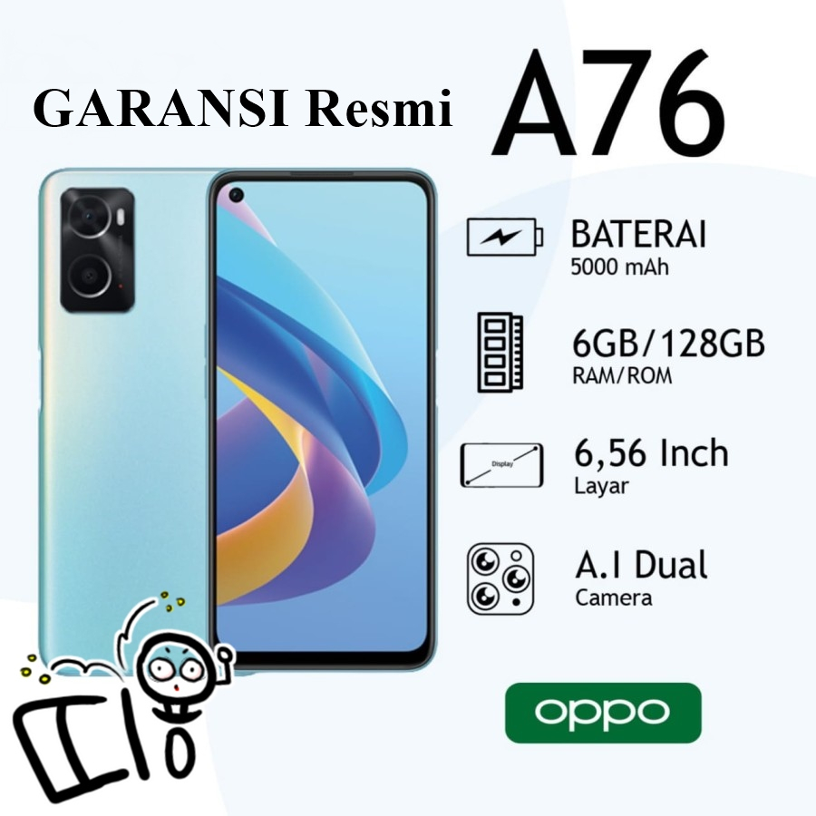 OPPO A76 RAM 6/128 GB GARANSI RESMI OPPO TERMURAH Demo