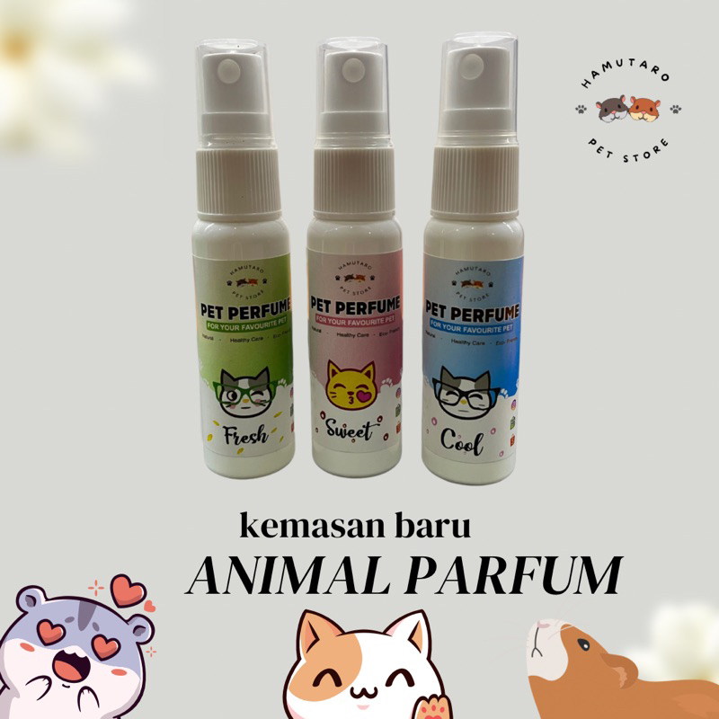 Parfum hewan untuk kucing, hamster, anjing, kelinci dan marmut