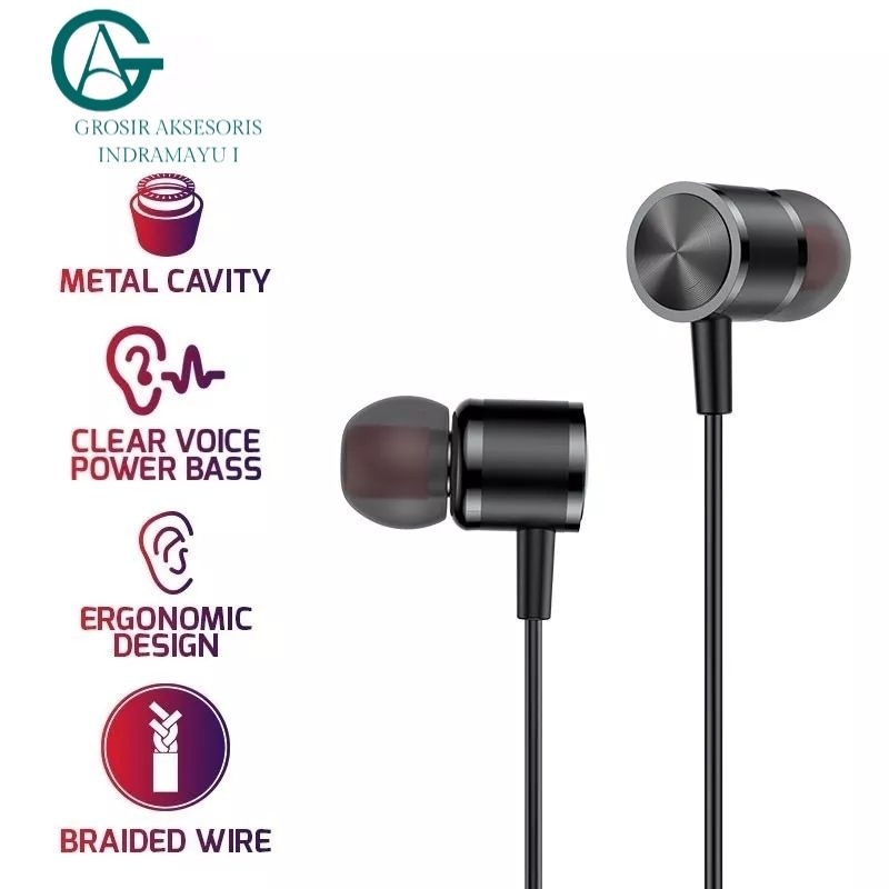 Headset Vivan Q11s In Ear Earphone Android / Iphone Black Bralded Metal Bass Original
