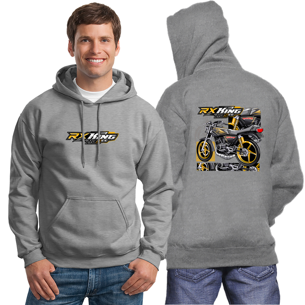 JAKET SWEATER MOTOR RX KING YELLOW HOODIE COTTON FLEECE TEBAL