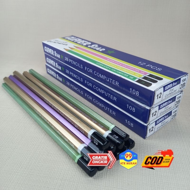 Pensil 2b CLEVER STAR/alat tulis/pensil/perlengkapan sekolah/pencils/atk