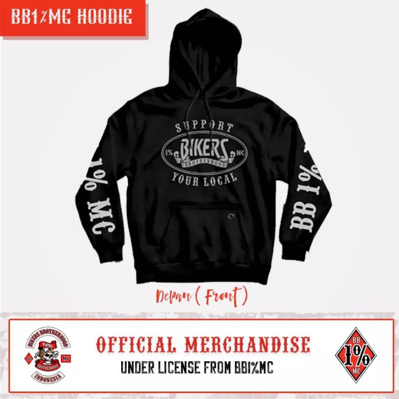 HOODIE BIKERS BROTHERHOOD MC 1% MOTORCYCLE BAHAN ADEM BEST QUALITY CASUAL