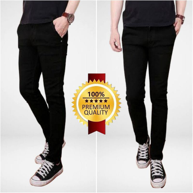 Celana jeans pria panjang pensil slim fit skinny reguler jumbo