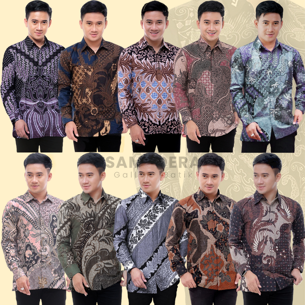 Batik Pria Lengan Panjang BATIK SAMUDERA HRB026 motif KERATONAN Kode 002 size M L XL XXL Reguler