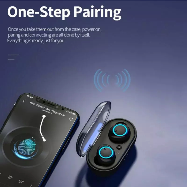 Y50 TWS Bluetooth Headset Bluetooth TWS Dengan Mikrofon 5.1 Earphone Bluetooth TWS HiFi Stereo Waterproof Earbuds Wireless