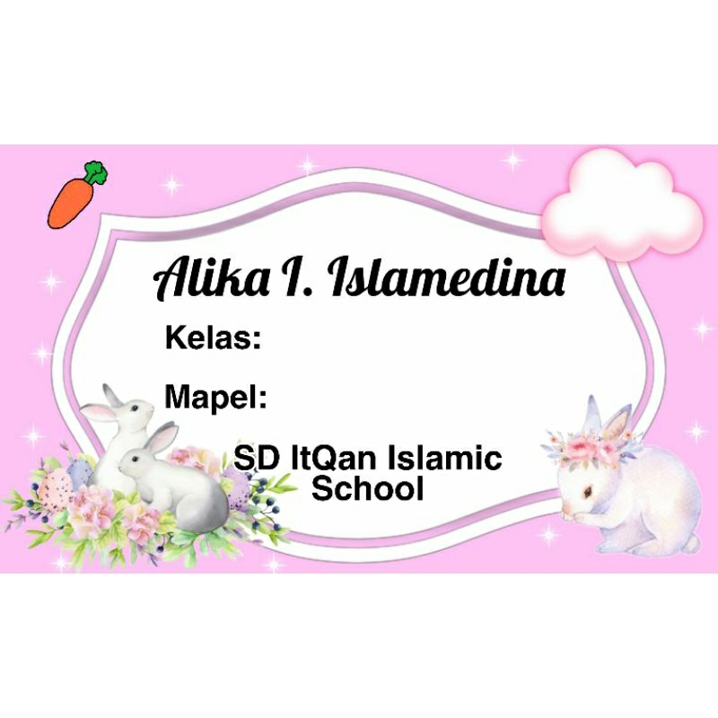 

STICKER BUKU SEKOLAH MOTIF KELINCI CUSTOM NAMA