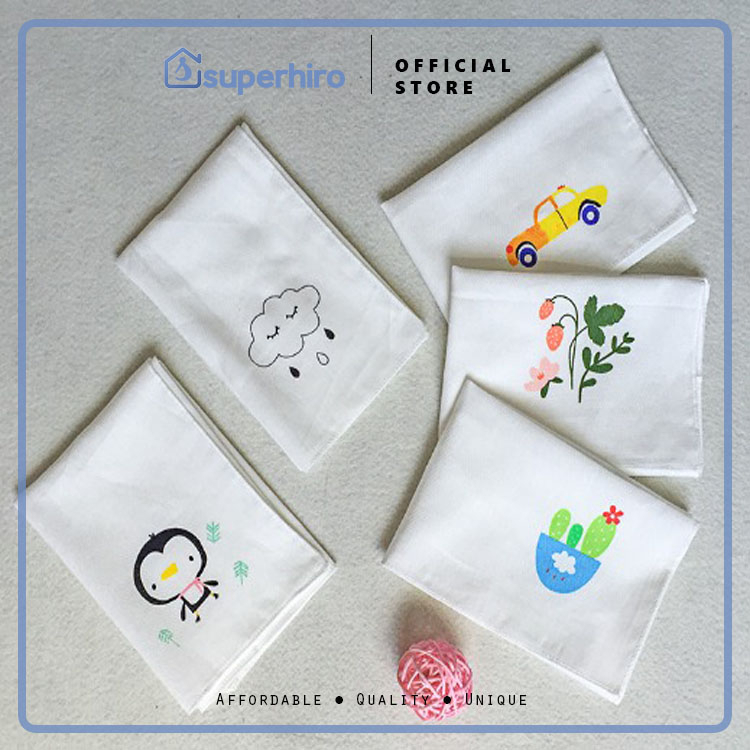 Sapu Tangan Bayi Baby Washlap Organic Cotton Motif Symbol Lucu