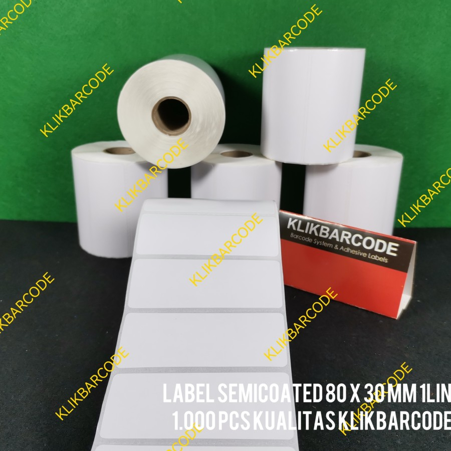 

LABEL STIKER Semicoated BARCODE 80 X 30 MM STICKER ETIKET 80x30 @1.000pcs