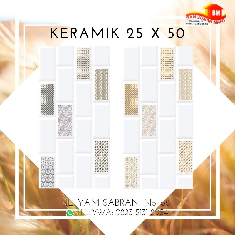 keramik 25x50/keramik dinding tekstur licin