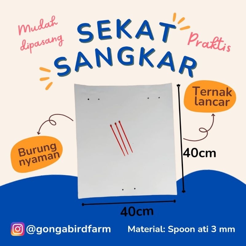 Sekat sangkar besar 40x40 isi 4 lembar untuk kandang 60x40 burung finch, gelatik, kenari, lovebird, 