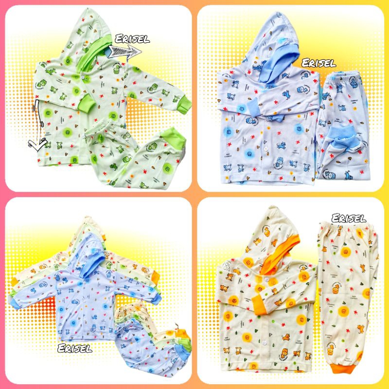 Set Baju Bayi Piyama Cindung Kancing Depan 0-18 Bulan