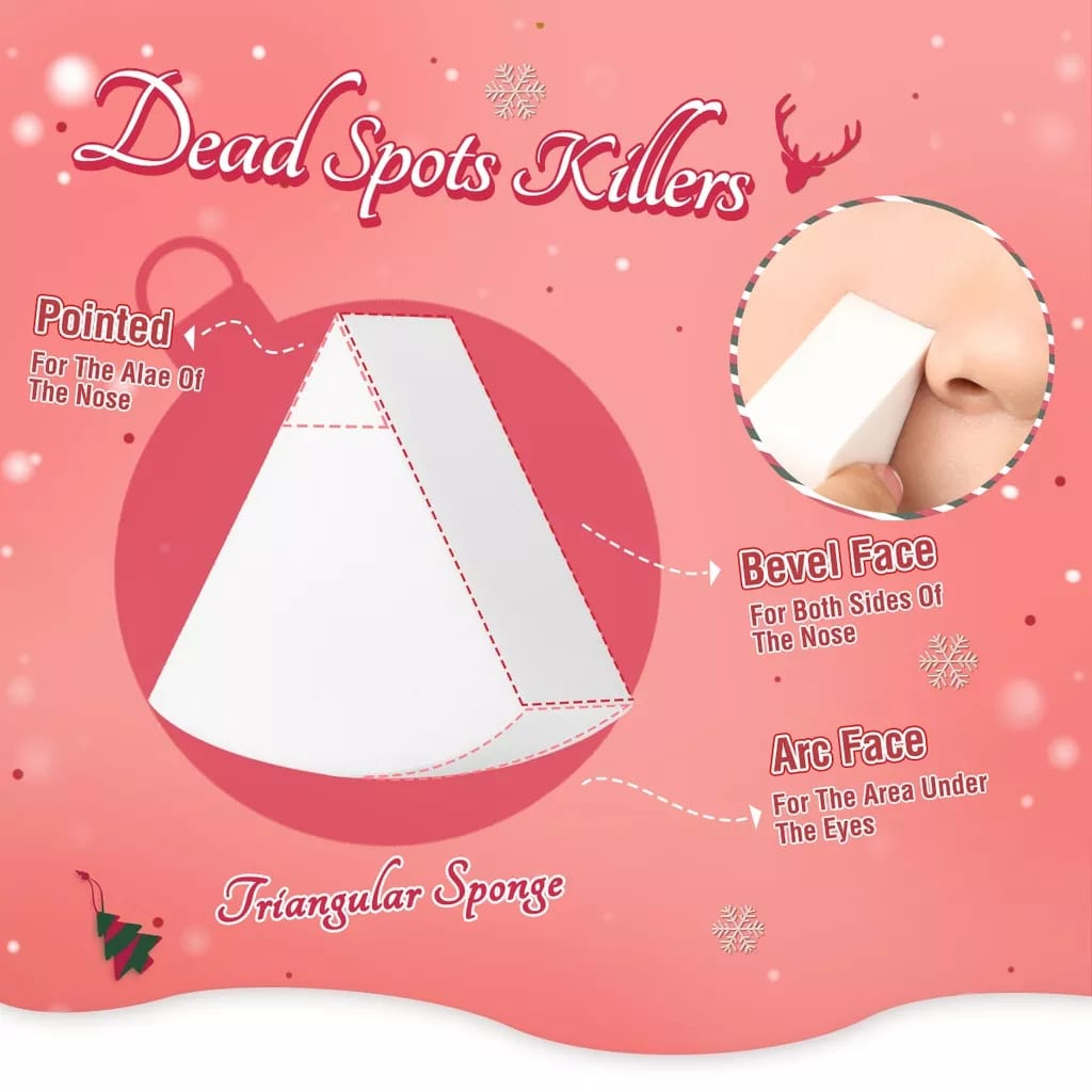 Pinkflash Ohmypuff Sponge Spons Beauty Blender - Ohmypuff Spons Bentuk Hati Warna CRISHTMAS Base Makeup Sponge Set Bevel Triangular Sponge Soft