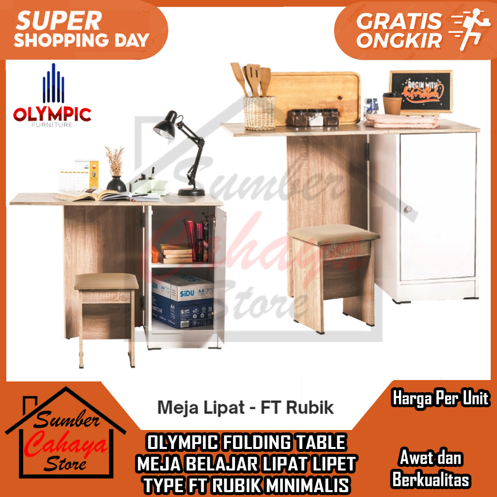 [Instan] OLYMPIC FOLDING TABLE MEJA BELAJAR LIPAT LIPET TYPE FT RUBIK MINIMALIS ALAMARI BUKU BARANG 