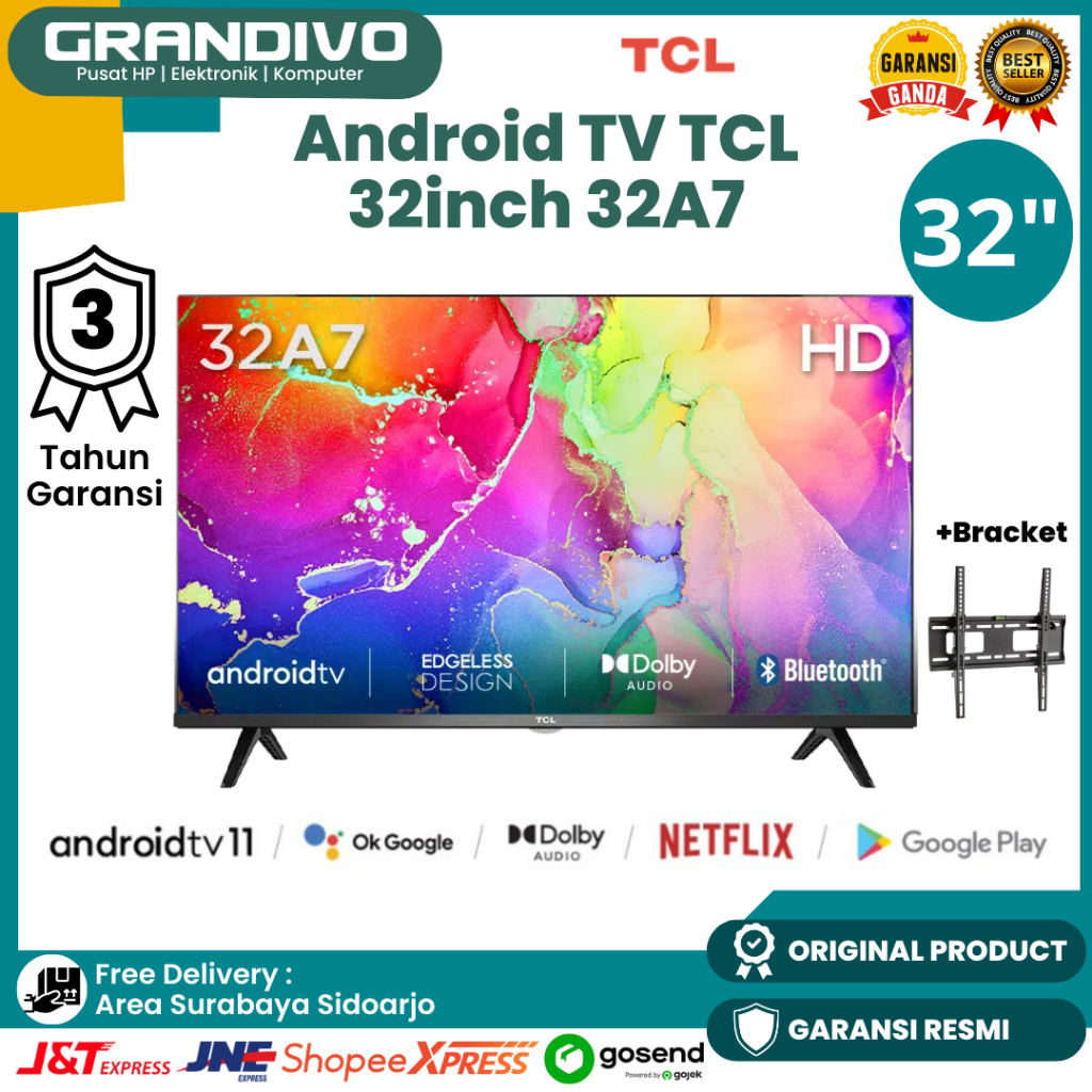 TCL Android TV 32Inch 32A9 Android 11 Frameless Garansi Resmi TCL - Grandivo