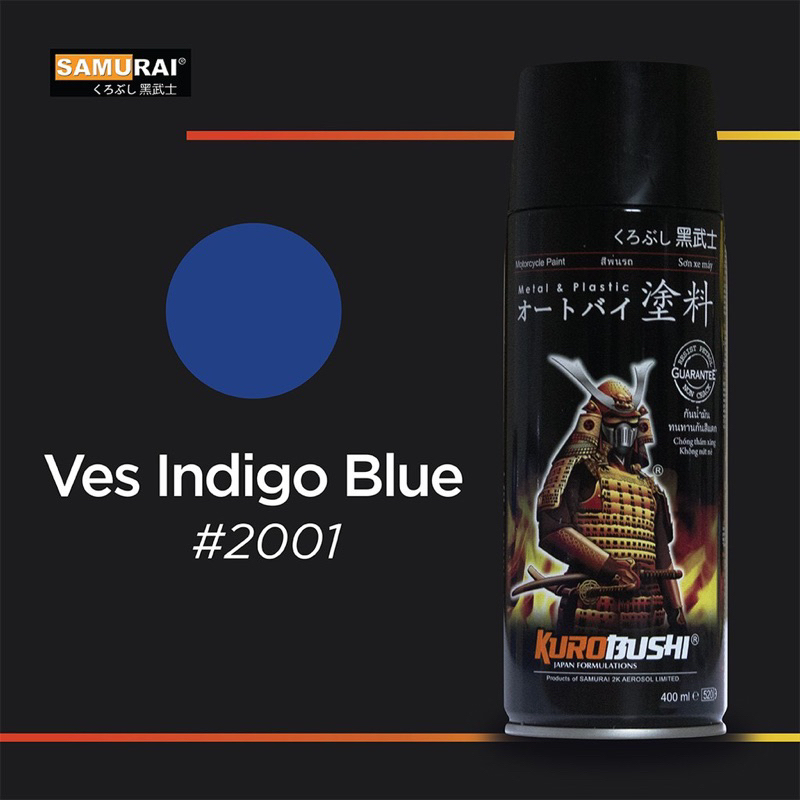 

Pilox Samurai Paint 2001 Warna Ves Indigo Blue / Biru Indigo 400ml , Cat Semprot