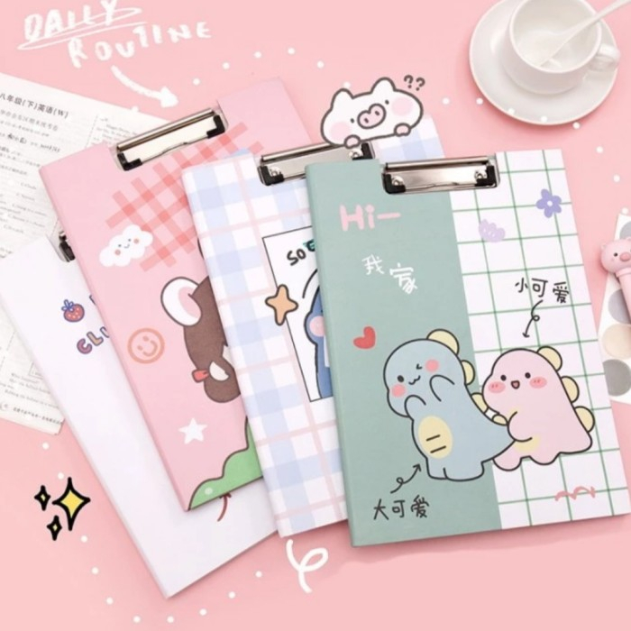 

Papan ujian + penutup motif kartun A4, Klip kertas dengan penutup